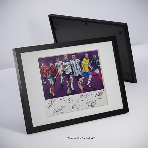 SLSWHLX Photo House Cristiano Ronaldo Lionel Messi Neymar Jr Kane Pedri Mbappe Football Superstars Autograph Print Wall Art Living Room Decor