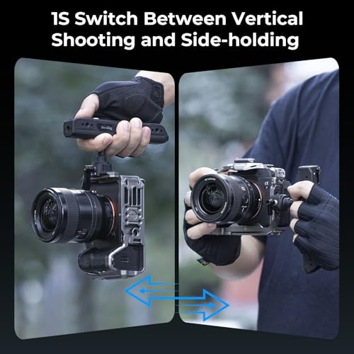 Image of SmallRig Rotating Top Handle with NATO Clamp, Lightweight NATO Top Handle for Camera Cage, Maximum Capacity 15KG, One-Key Rotation 360, with Cold Shoe Mount & 1 /4''-20 Threaded Holes - 4152