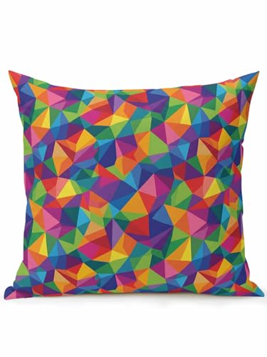 Waterproof Outdoor Throw Pillows with Inserts 16"x16", Colorful Geometric Soft