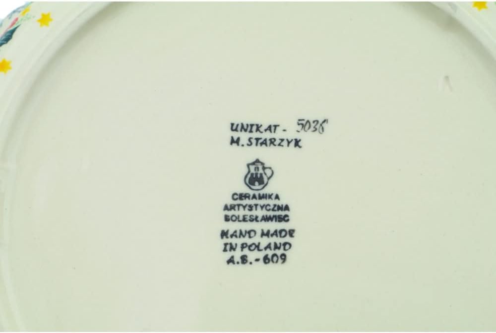 Polmedia Polish Pottery Fluted Pie Dish UNIKAT - Twinkle Stars Pattern Handmade in Boleslawiec Poland by Ceramika Artystyczna + Certificate of Authenticity