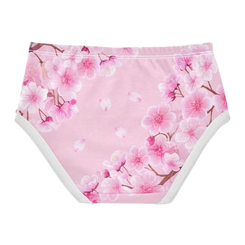 Pink Cherry Blossom Flowers Petal Panties Little Girl Toddler Girls Underwear Cotton Florals Briefs Kids Undies 2t2