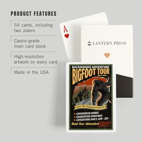 Lantern Press Bigfoot Tours Baraja de 52 Cartas Póker miniatura 3