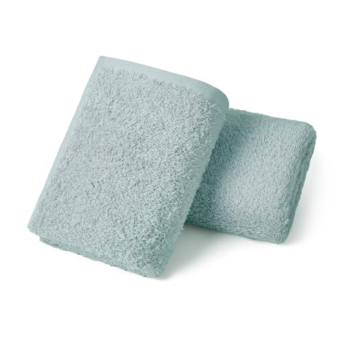 REDKISS 2-Pack Luxury Hand Towels, 16x32 Inch 450G 100% Cotton, Green Quick-Dry Bathroom & Kitchen Towels, Super Soft and Highly Absorbent