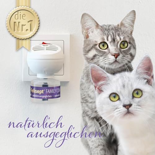 Felisept Family Comfort Starter-Set im Mehrkatzenhaushalt (Verdampfer + Flakon 45ml) - Beruhigungsmittel für Katzen - Katzen Beruhigungsmittel natürliche Katzenminze - Entspannungsmittel für Katzen
