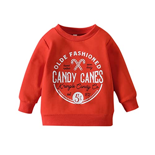 Baby Boy Long Sleeve Toddler Christmas Letters Prints Long Sleeve Sweatshirt Pullover Boys Basic Long Sleeve Tee