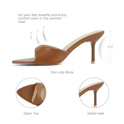 Image of QIV Leopard Kitten Heels Pointed Toe Mule Heels for Women Open Toe Kitten Heel for Party Dressy Wedding