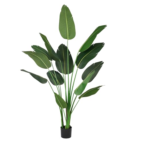 Worth Garden Artificial Bird of Paradise Plant 5.9ft, Tall Faux Tropical Tree for Home and Office Décor, Lifelike Greenery for Indoor and Outdoor Use