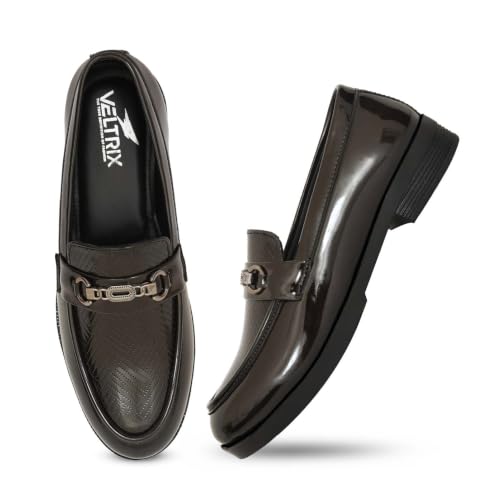 Image of VELTRIX Men's Premium Patent Leather Finish Formal Loafers | Horsebit Buckle Slip-On Shoes | Comfortable Office, Party, Wedding & Business Dress Shoes Aldo DIY Patent