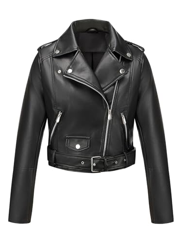 Pallivare Women's Faux Leather Jacket Spring Motorcycle Biker Clothes Outfits