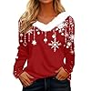 Weihnachtspulli Damen Langarm Leichtgewicht V-Ausschnitt Flauschige Lustig Weihnachtspullover Damen Weihnachtsshirt Weihnachtsbluse Weihnachtshemd Hässliche Lustige Schickes Oberteil S-XXL