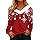 Weihnachtspulli Damen Langarm Leichtgewicht V-Ausschnitt Flauschige Lustig Weihnachtspullover Damen Weihnachtsshirt Weihnachtsbluse Weihnachtshemd Hässliche Lustige Schickes Oberteil S-XXL