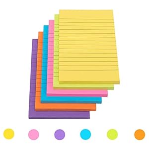 CYH Sticky Notes, 6 Pack 300 vel Sticky Note Pad, 6 Kleuren Gevoerde Self Stick Memo Pads Grote Stick Notes Note Pads…