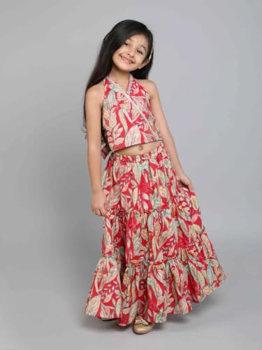 Image of Ethnic kurta for girls | Kids Salwar Suit Set | Girl's Printed top Sharara Dress Set for kids girls