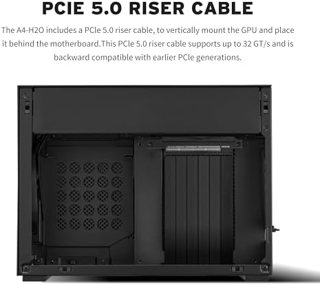 Lian Li A4-H2OX5 Mini-ITX PC Case, Triple-Slot Mount GPU, Aluminum Exterior & SPCC Steel Interior, 240mm AIO, SFX Sandwich Layout, PCIe 5.0, Supports SFX/SFX-L PSU - A4H2OX5 Black