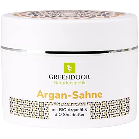GREENDOOR Körperbutter Argan-Creme OHNE Glimmer Argan-Sahne aus BIO Arganöl und BIO Shea-Butter, vegane Luxus Body-Cream, natürliche Body-Butter 200ml, Pflege Naturkosmetik Geschenke Damen Cover