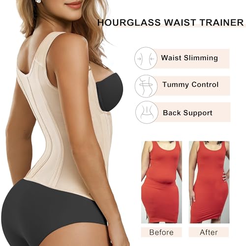 Image of SHAPERX Waist Trainer Corset for Women Tummy Control Sport Girdle Hourglass Waist Cincher Body Shaper with Steel Boned