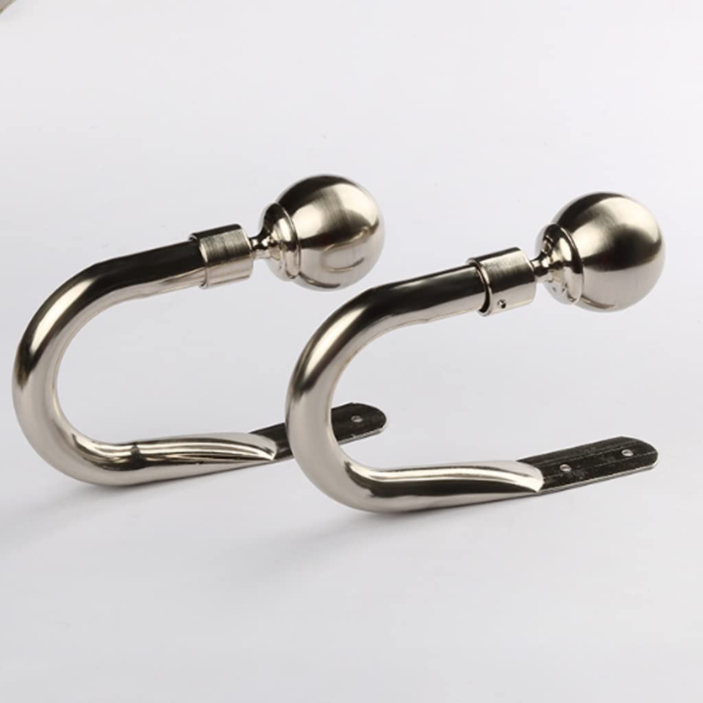 Round Rideau patères, Rideaux de Luxe en Forme de U embrasses, décoration métal brossé Rideau Tieback Crochets, 2PCS