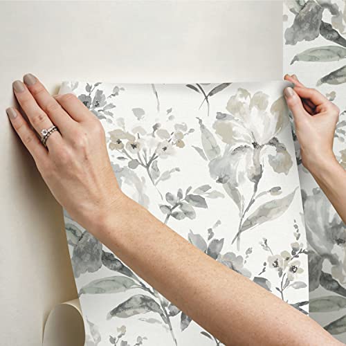 RoomMates RMK12298PL Iris Peel and Stick Wallpaper, Grey, Taupe by RoomMates - Image 4
