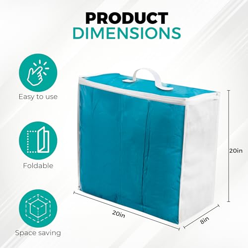VitalUp 3 Pack Clear Plastic Storage Bags, Durable Zippered Storage Bags for Comforters, Blankets, Clothes, and Bedding - Breathable Nonwoven with Clear Front for Easy Organizing 20x20x8 by VitalUp - Image 4