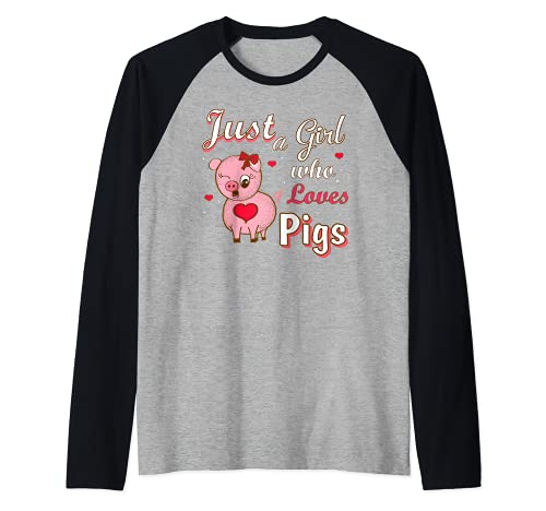 Just a Girl Who Loves Pigs Lovers Regalo Maglia con Maniche Raglan