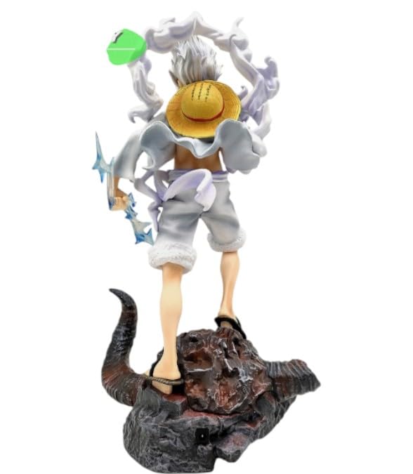 Image of BAKA |Monkey D. Luffy Gear 5 LED Action Figure with Skull Light Base | PVC Anime Collectible Statue with Power Cable | 38 cm