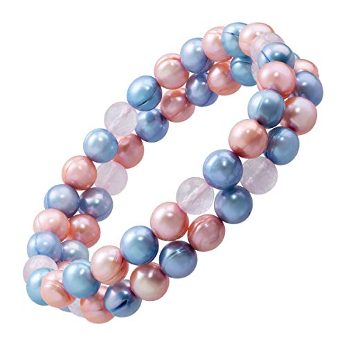 Honora 8-9 mm Ringed Freshwater Cultured Pearl Multi-Color Stretch Bracelet