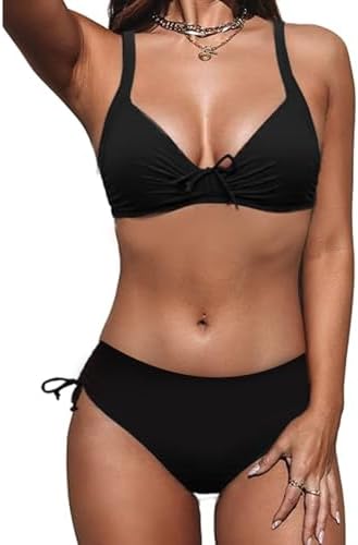 Bikini Pin Up con Cordones para Mujer – Traje de Baño Retro de Dos Piezas Push Up Estilo Vintage