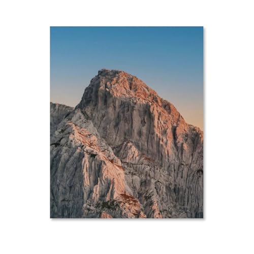 Mountain Sunrise Golden Hour Canvas Wall Art, Rocky Natural Scenery