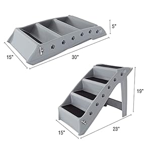 Dog-Stairs-Pet-Stairs-with-4-Step-Design-for-Beds-Couches-Cars-Pet-Steps-for-Puppies-Kittens-and-Small-Pets-by-PETMAKER-Gray - Cucciolini Doodles Dog-Stairs-Pet-Stairs-with-4-Step-Design-for-Beds-Couches-Cars-Pet-Steps-for-Puppies-Kittens-and-Small-Pets-by-PETMAKER-Gray