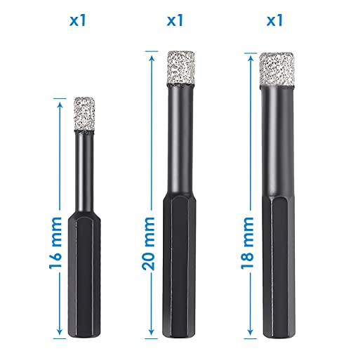 Brocas de diamante seco 16/18/20mm 3 piezas miniatura 2