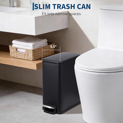 Caneca de basura rectangular de acero inoxidable 2.6 galón negro miniatura 7
