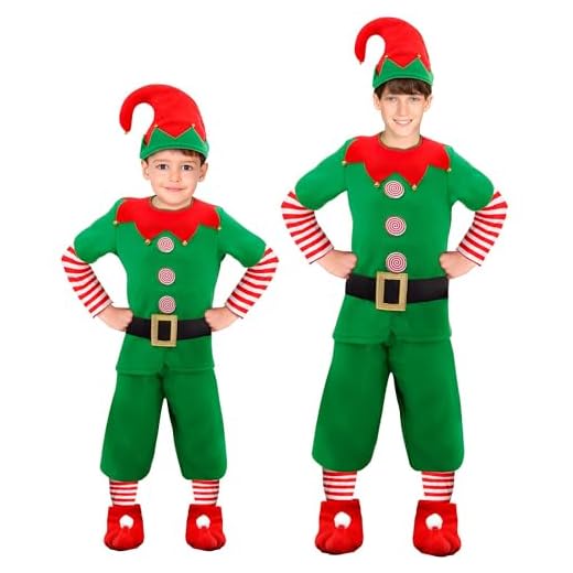 WIDMANN MILANO PARTY FASHION - Disfraz de elfo infantil, Pequeño ayudante de Papá Noel, duende, elfo, Disfraz de Navidad
