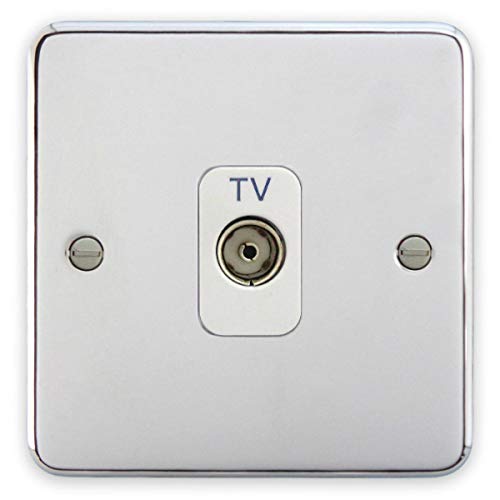 Deta 1940CHW Coaxial TV Aerial Socket 1 Gang Isolated Polished Chrome