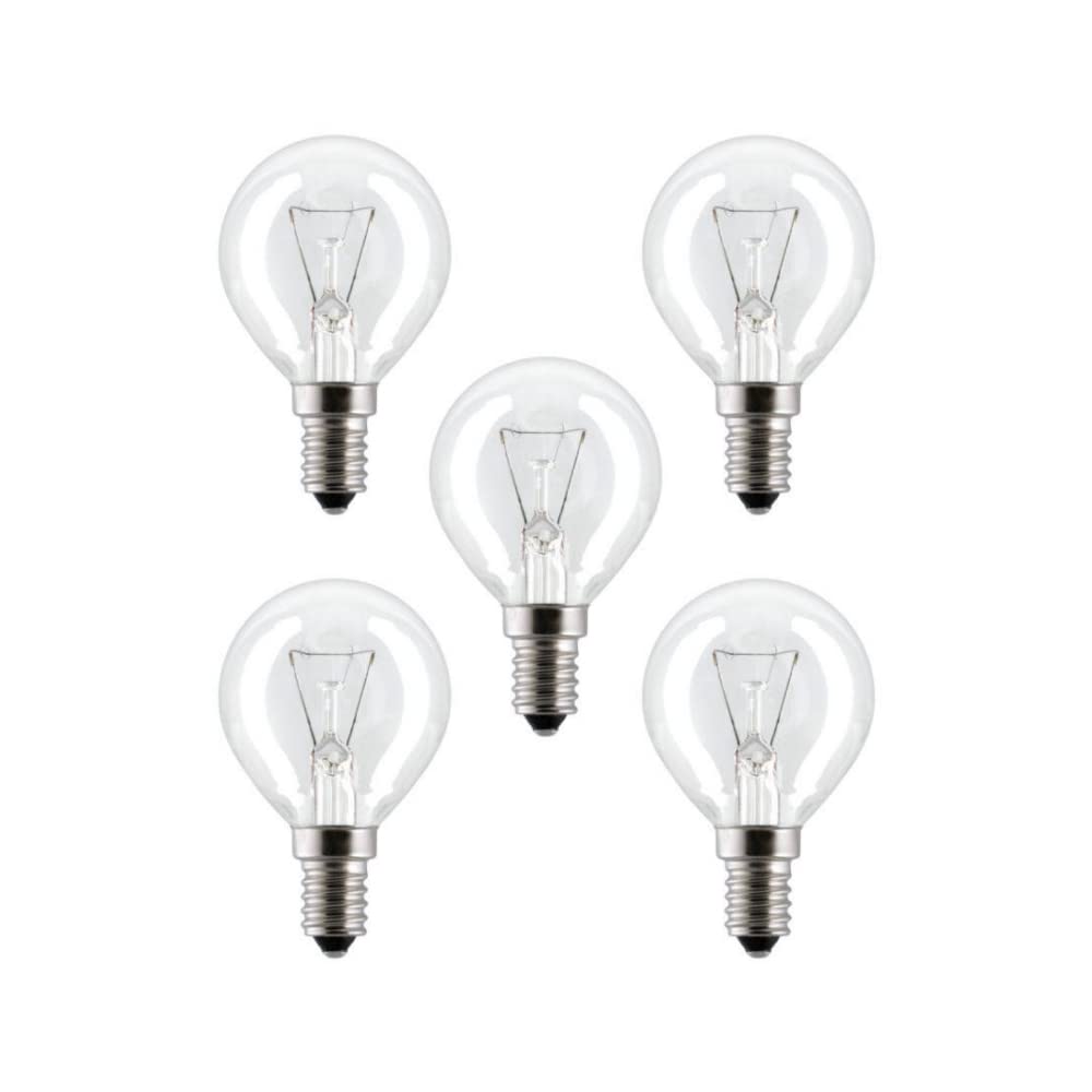 GE/TUNGSRAM 5Pcs 40W Bulbs, Incandescent Ball Light Bulb, 320 Lumens, E14 Holder Bulb, Warm White Vintage, Decorative, Vanity Lamp for Home, Cafe, Restaurants and Bars