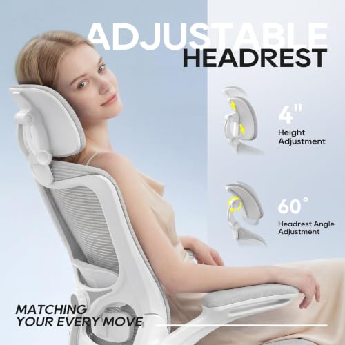 Image of Ergonomic Office Chair for Long Hours, Adjustable Padded Lumbar Support for Lower Back Relief, 330 lb Capacity, Comfortable Computer Desk Chair for Home Office, Work & Study