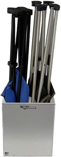 Pit Posse 494 Fold Up Chair Holder Garage Trailer Storage Organizer - Made in USA - Trough Style - Enclosed Race Trailer Automotive Shop - Wall Mounted Aluminum Folding Chair Cabinet Hanger (Silver)