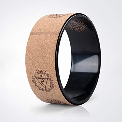 RYR Yoga Wheel-Yoga Prop for Improving Backbends and Yoga Poses - Excellent For Stretching Improving Your Flexibility Balance and Strength (Color : Black, Size : Natural cork)