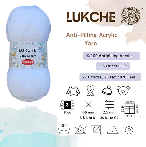Image of Baby Dream Soft Yarn - 100% Acrylic, Premium Anti-Pilling, 3.5 oz (100g), 273 yds - Soft Yarn for Crochet and Knitting Projects (White)
