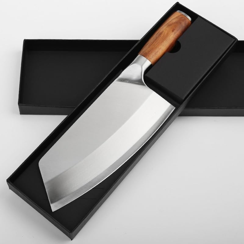 Meat Cleaver,Cleaver Knife 8 Inch Kitchen Knife Sharp Stainless Steel Bone Knife Meat Chopping Cleaver Vegetable Chinese Chef Composite Steel Slicing Knife, LAMAJIGA5844