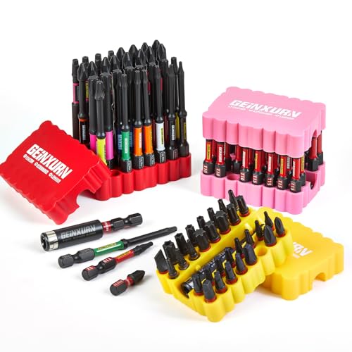 Geinxurn Impact Screwdriver Bits Set, 99 Pieces 1”/2”Multi Head Magnetic S2 Steel Driver Bits PH/SQ/Torx/Slotted/Pozi/Security Torx With Soft Base