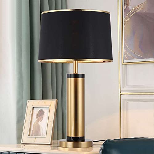 Lámpara de Mesa Blanca negro-metal Pantalla textil de tela para LED E27 Escritorio Salón Lámparas de Mesita de Noche Lámpara Escritorio estudio oficina Dormitorio Sala de Estar, Dorado (negro)
