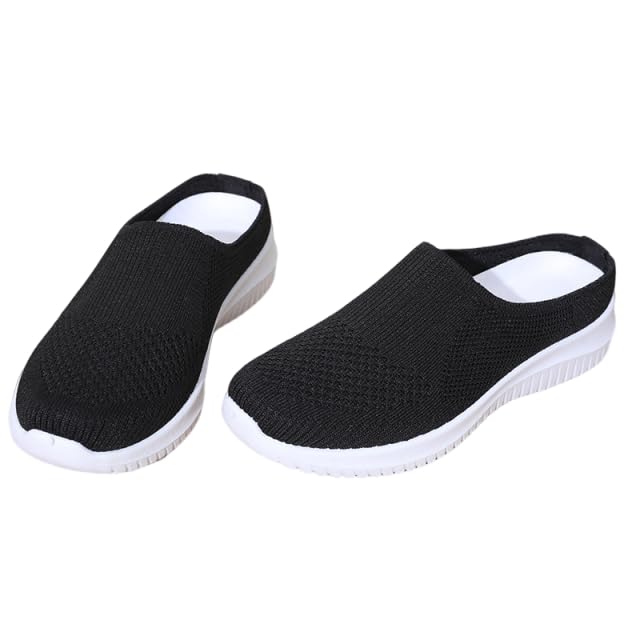 Women Breathable Mesh Slip On Mules Closed Toe Backless Sneakers Lightweight Breathable Comfortable Walking Shoes