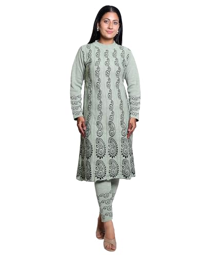 Image of Grand Line Women's Acrylic Woolen Winter Wear Warm Kurta with Palazzo Set
