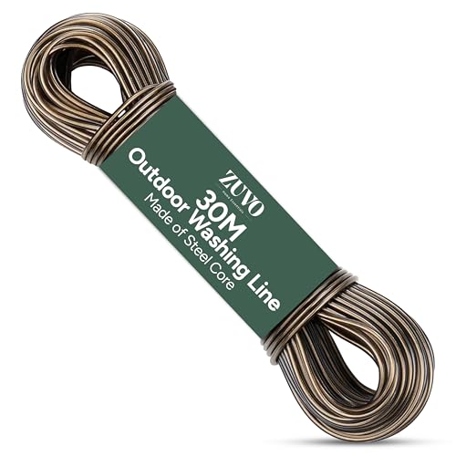 Zuvo 30M Washing Line Rope Steel Core PVC Coated Clothes Line Outdoor