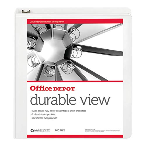 Office Depot Nonstick Round-Ring View Binder, 1 1/2In. Rings, 100% Recycled, White, Od02961 #TOP3