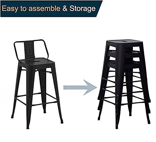 Andeworld Bar Stools Set Of 4 Counter Height Stools Industrial Metal Barstools With Backrests (24 Inch, Black) #TOP3