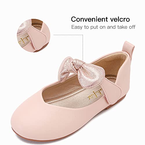 Girl Dress School Ballerina Wedding Party Blush Flat Shoes For Girls Size 12 Ballet Flats Shoes 6 Yr Cosplay Princess Little Kid Bridesmaid Girl Dress Shoes (Pu-Blush 12) #TOP2