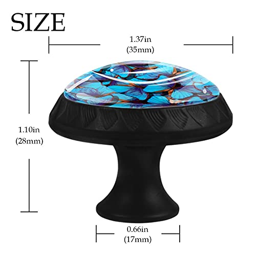 Boutons de tiroir papillon bleu 35 mm sans couture pour commode - 5
