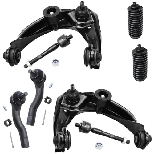 Image of Detroit Axle - 2.5L 3.0L Front End Suspension Kit for 2010-2012 Fusion, 2011-2012 Lincoln MKZ, 2010-2011 Mercury Milan, 2 Upper Control Arms w /Ball Joints 4 Inner Outer Tie Rods 2 Boots Replacement