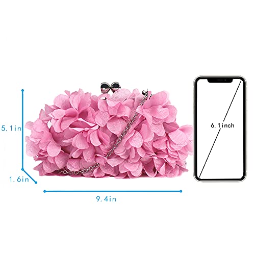Image of Buddy Women Rose Shaped Clutch Soft Satin Wristlet Handbag Wedding Party Purse